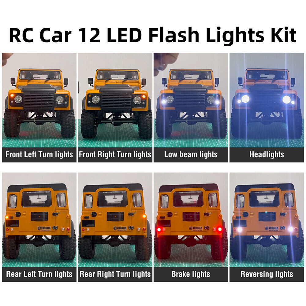 RC Car 12 LED Flash Lights Kit headlights turn Light Brake Light for 1/10 RC Car