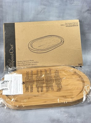 NIB Pampered Chef Bamboo Appetizer platter #2439 Serving Tray HTF NIB
