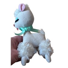 Dakin LUCY LAMB Retro White Stiff Plush Dream Pets Reproduction Blue Ribbon