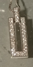 Diamond 0.44 KT WT Total Bar Pendant 0.5" , Necklace 8"-16" 18KT 5G