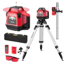 VEVOR 2650ft Rotary Laser Level Kit Self Leveling Red Line 0.06 in/100 ft