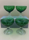 Vintage Set Of 4 Anchor Hocking Forest Green Bubble Foot Champagne Sherbet Glass