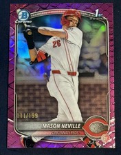 2025 Bowman Chrome 1st Mason Neville Fuchsia Reptilian Refractor /199