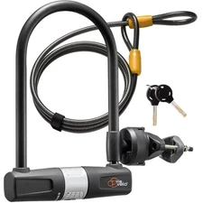 	Bike U Lock with Cable - Via Velo Heavy Duty Bicycle U-Lock14mm Shackle and	