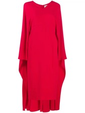 Valentino Garavani Cape-Style V-Neck Silk Midi-Dress