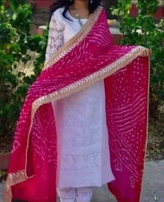 Bandhej Embroidered Dupatta bridal shawl Ethnic Scarf Wedding stole women Chunni