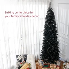 HOMCOM 8ft Pencil Christmas Tree, Unlit Artificial Christmas Tree Slim Douglas