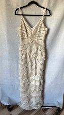 Adrianna Papell Champaign Gold Sleeveless Tiered Gown size 10 Mother of the Brid