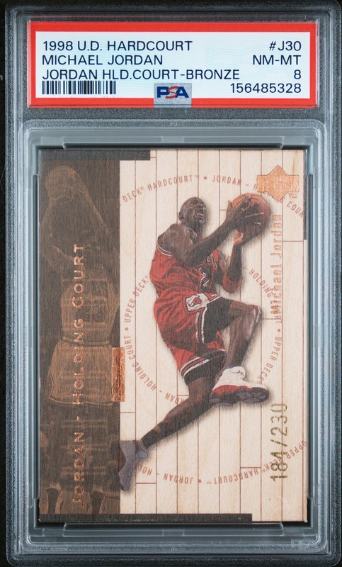 1998 UD HARDCOURT JORDAN HOLDING COURT BRONZE #J30 MICHAEL JORDAN 184/230 PSA 8