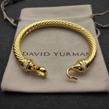 DAVID YURM 7mm 18k Gold Cable Hook Clasp Bracelet