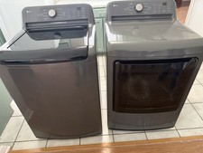 LG Gray Washer & Dryer Set - Top-Load Washer, Front-Load Dryer, Freestanding