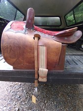 Ancienne SELLE CÔTÉ CHEVAL dames équitation victorienne siège tissu Wyeth H&M Co Maker