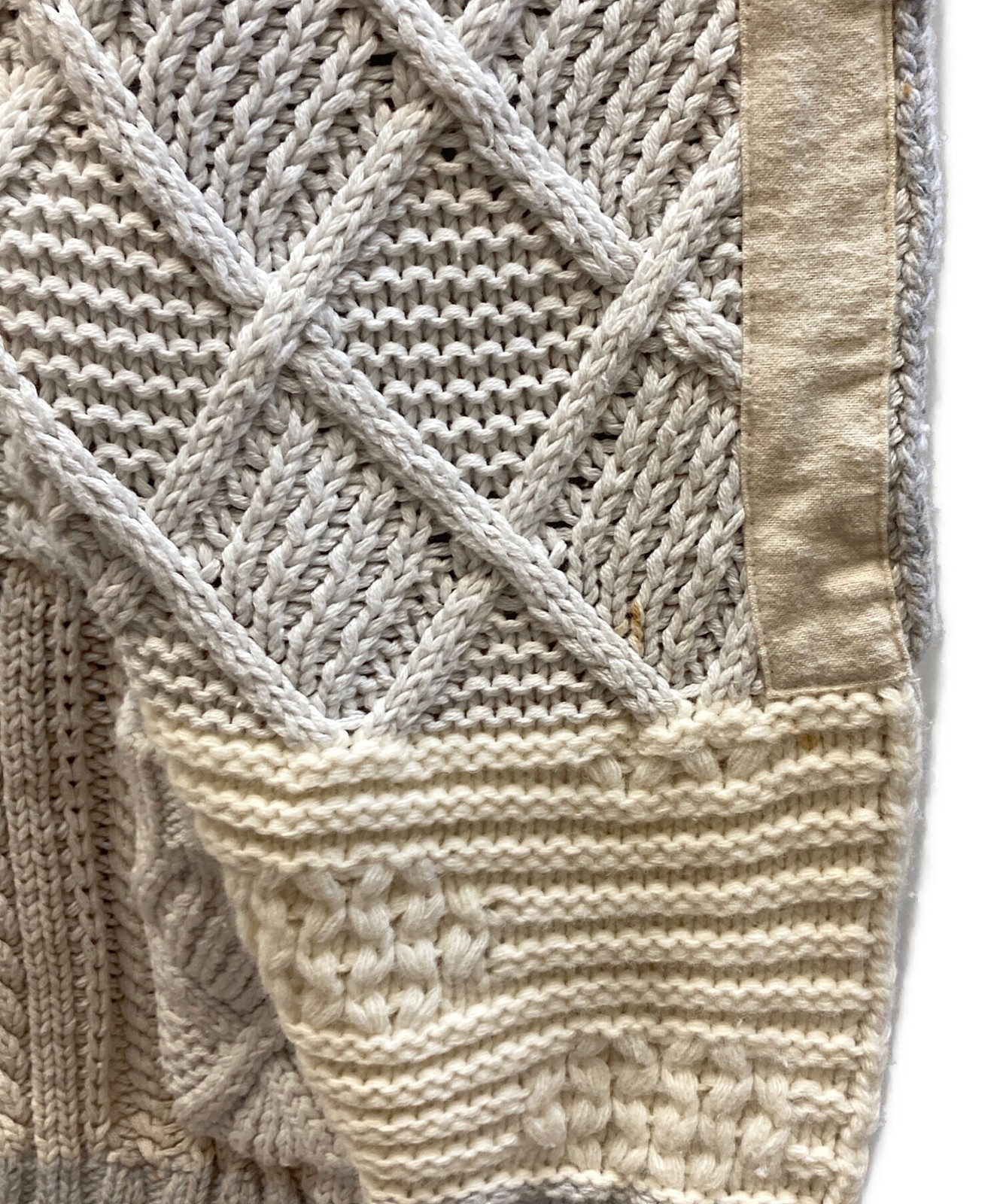 SUPREME Patchwork Cable Cardiga Size: L Beige Men - image 8