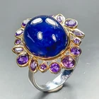 Unique ring 18 ct+ Blue Sapphire Ring 925 Sterling Silver Size 7 /R466516