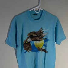 Vintage Single Stitch Scott Eagle Blue Screen Stars Best T Shirt - Size Large