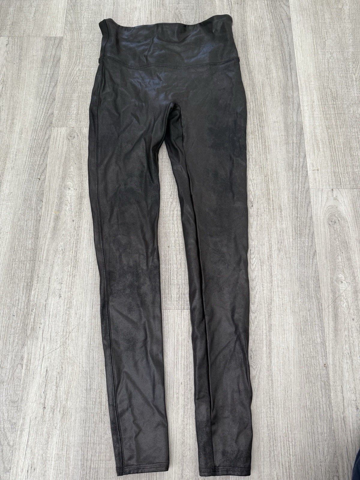 Spanx Faux Leather Leggings Women Size M Black Shaping Comfort