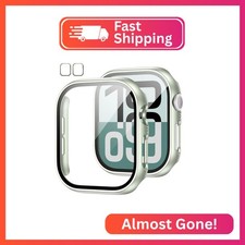 2 Pack Case with Tempered Glass Screen Protector for Apple Watch Series 9/8/7 45