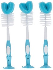 Dr. Browns Baby Bottle Cleaning Brush with Sponge and Scrubber - Blue - 3-Pack
