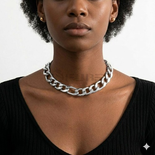 925 Sterling Silver Modern Cuban Link Choker Necklace for Women Men