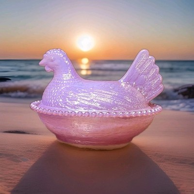 Rose's Closet  4'' Pink Carnival Hen On Nest Chicken With Box and Sticker Limited