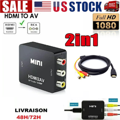 HDMI To RCA AV Adapter Converter Cable CVBS 3RCA 1080P Composite Video Audio lot