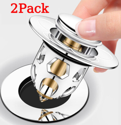 Facilitatek Sink Stopper, Universal 2-in-1 Pop-Up Drain Stopper Bathroom Sink Plug Stopper Wash Basin Core Bounce Pop Drain Filter Bathroom Sink Drain - Foto 4