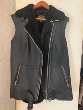Muubaa Black Shearling Biker Motor Vest M Us8 Eu40