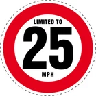LIMITED TO 25 MPH Vehicle Speed Restriction Sticker Vinyl Car Van 10 Cm