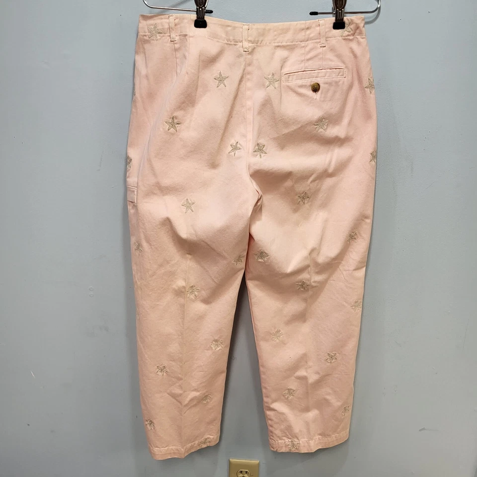 Pantalones Orvis Mujer Rosa con Estrella de Mar Bordada Talla 8 Cremallera Botón Lazos Bolsillos Foto 2 de 4