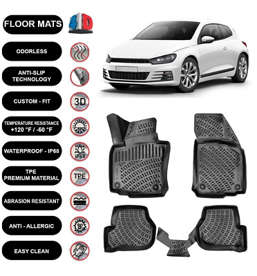 Floor Mats Liner Fits Volkswagen Scirocco (2008-2020) Waterproof 4D Molded 4pcs