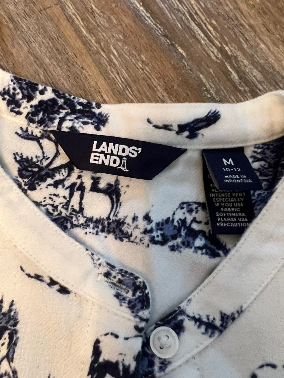 LANDS' END Flannel Nightshirt Western Wildlife “Yellowstone” Pockets