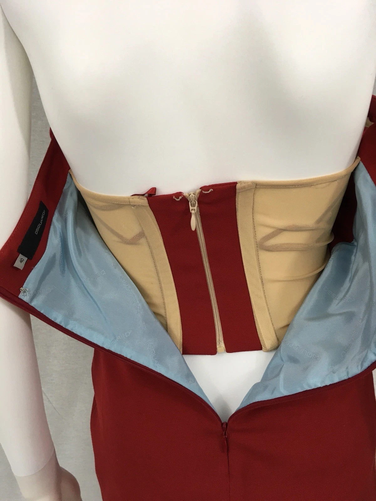 DSQUARED2 Abito rosso senza spalline quadrato D taglia zero 0