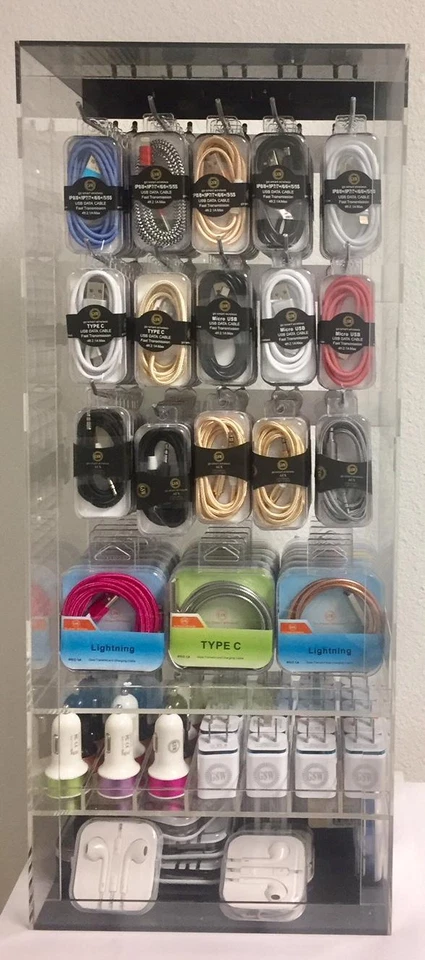 200 Pcs USB Cable Phone Accessories with Crystal Display Rack Wholesale Lot - Image 3 of 3