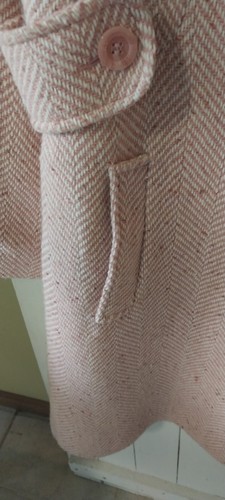 Herbst Winter Mantel Damen Zweireiher Rosa Tweed Wolle Langmantel - Bild 7 von 13