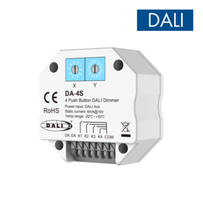 DALI Dimmer 4 Push Button Control Wall Mounted Push Switch IEC62386 for LED Lamp