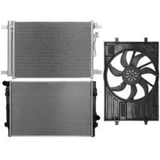 Electric Radiator Condenser Cooling Fan Kit For 2015 2016-2019 Volkswagen GTI