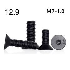 M7-1.0 Black 12.9 Steel Hex Socket Bolts Countersunk Flat Head Screws