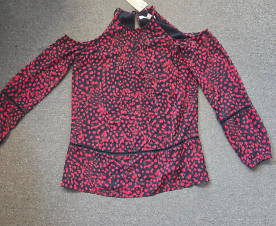 Michael Kors Cold Shoulder Top Small, Black and Red New with Tags S