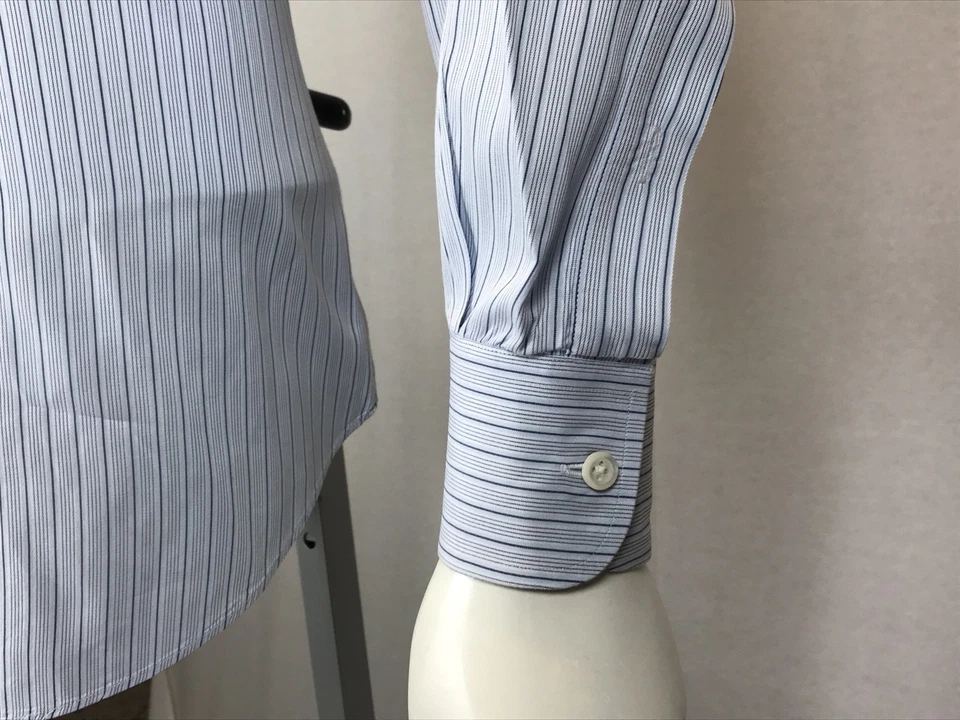 Camisa L/S Para Hombre IKE Behar New York 16 Grande Algodón Azul Sobre Azul Rayas Foto 4 de 4