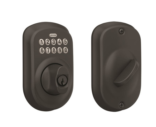 Schlage BE365 PLY 622 Plymouth Matte Black Keypad Deadbolt