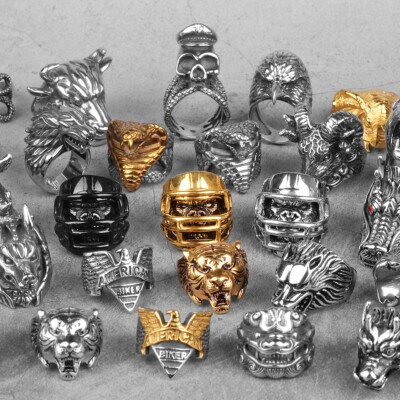 #ad #ad Stainless Steel Animal Men Rings Eagle Dog Dragon Bird Snake Punk Hip Hop Trendy $12.99