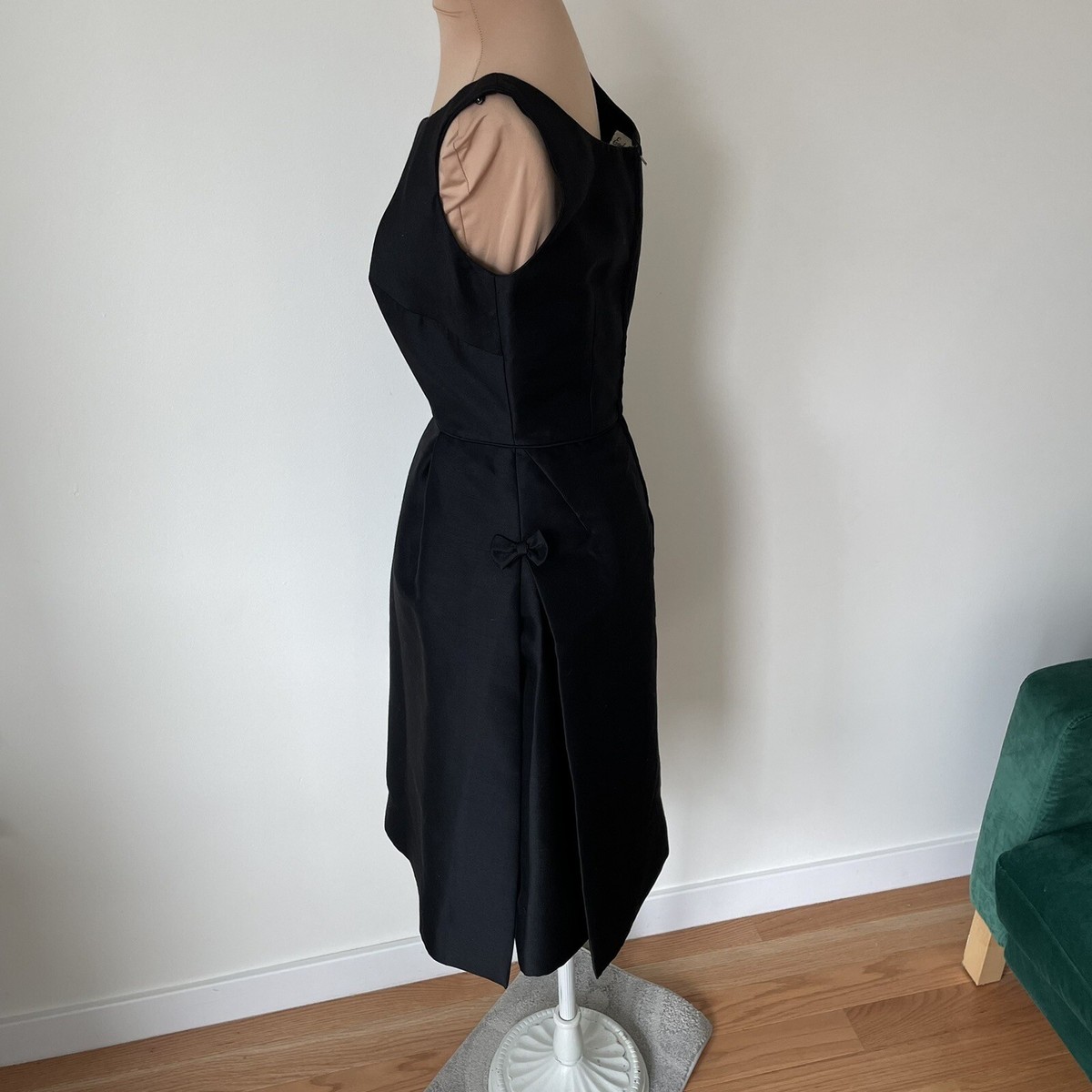 Vintage Evelyn Mcgill Black Side Bow Detail A-Line Sleeveless 