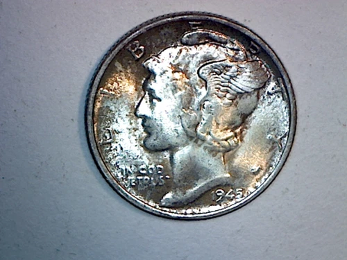 1945-S MERCURY DIME MICRO "S"  NICELY TONED UNC CONDITION