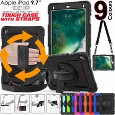 For Apple iPad 9.7" 6th / 5th Gen Tough Rugged Hand & Shoulder Strap Case Cover