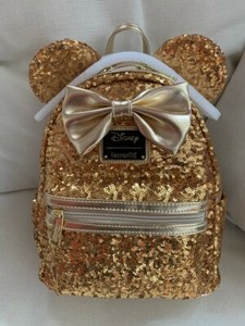 loungefly x disney yellow gold sequin minnie mini backpack exclusive