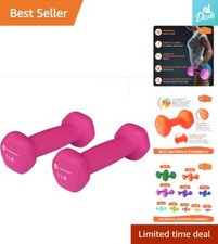 Pair of Soft Neoprene Dumbbells - Non Slip Grip - Set of 2 - Various Colors