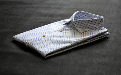 STENSTRÖMS SLIMLINE Men's Summer Shirt Herren Sommer Hemd Gr. L Weiß/ Blau