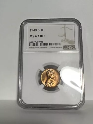 1949 S LINCOLN WHEAT CENT 1C NGC MS 67 RD