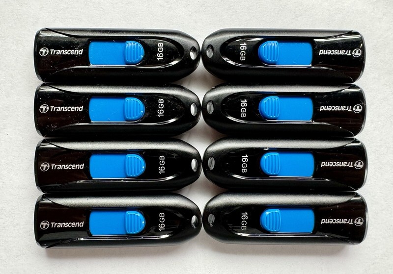 LOT of 8 Transcend 16 GB JetFlash 3.1 USB Memory Flash Thumb Storage Drives.
