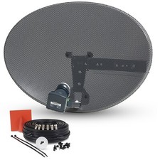 HD Freesat Satellite Dish & Quad Lnb + Complete 20M Black Twin Installation Kit